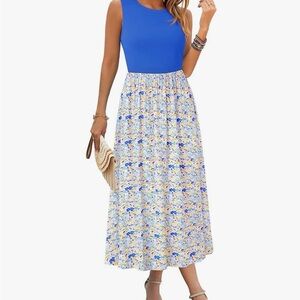 Blue and Floral Maxi Dress